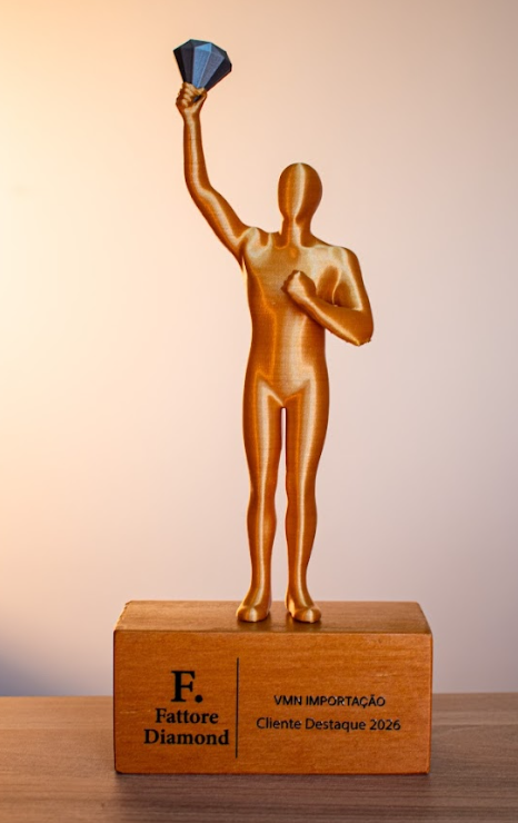 Troféu personalizado Fattore Diamond em impressão 3D — presente corporativo premium