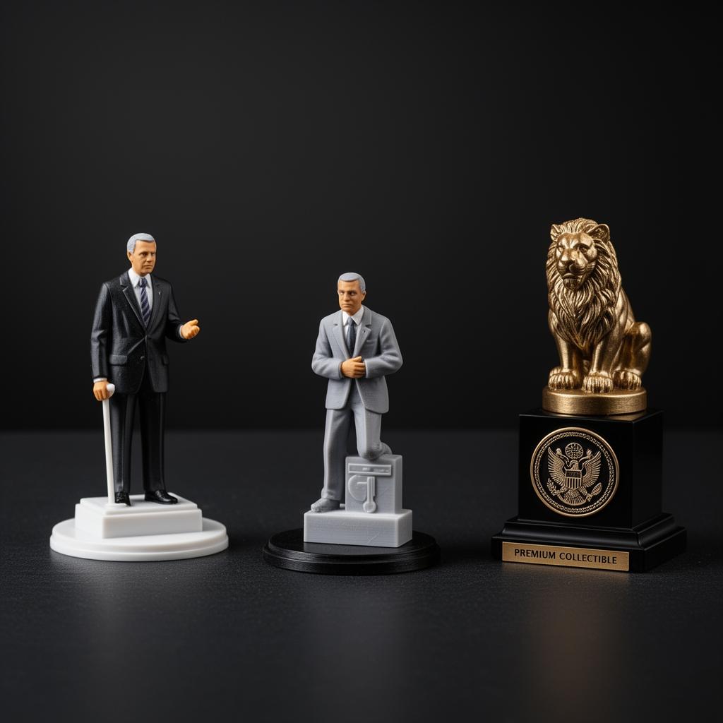 Variedade de peças personalizadas em impressão 3D da ArtTech 3D — esculturas, troféus, brindes e colecionáveis