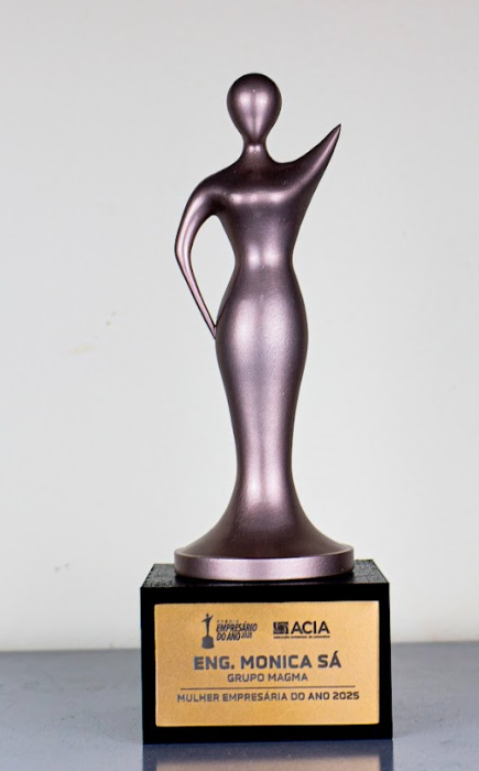 Troféu bronze Mulher Empresária do Ano 2025 - design feminino exclusivo em impressão 3D pela ArtTech 3D